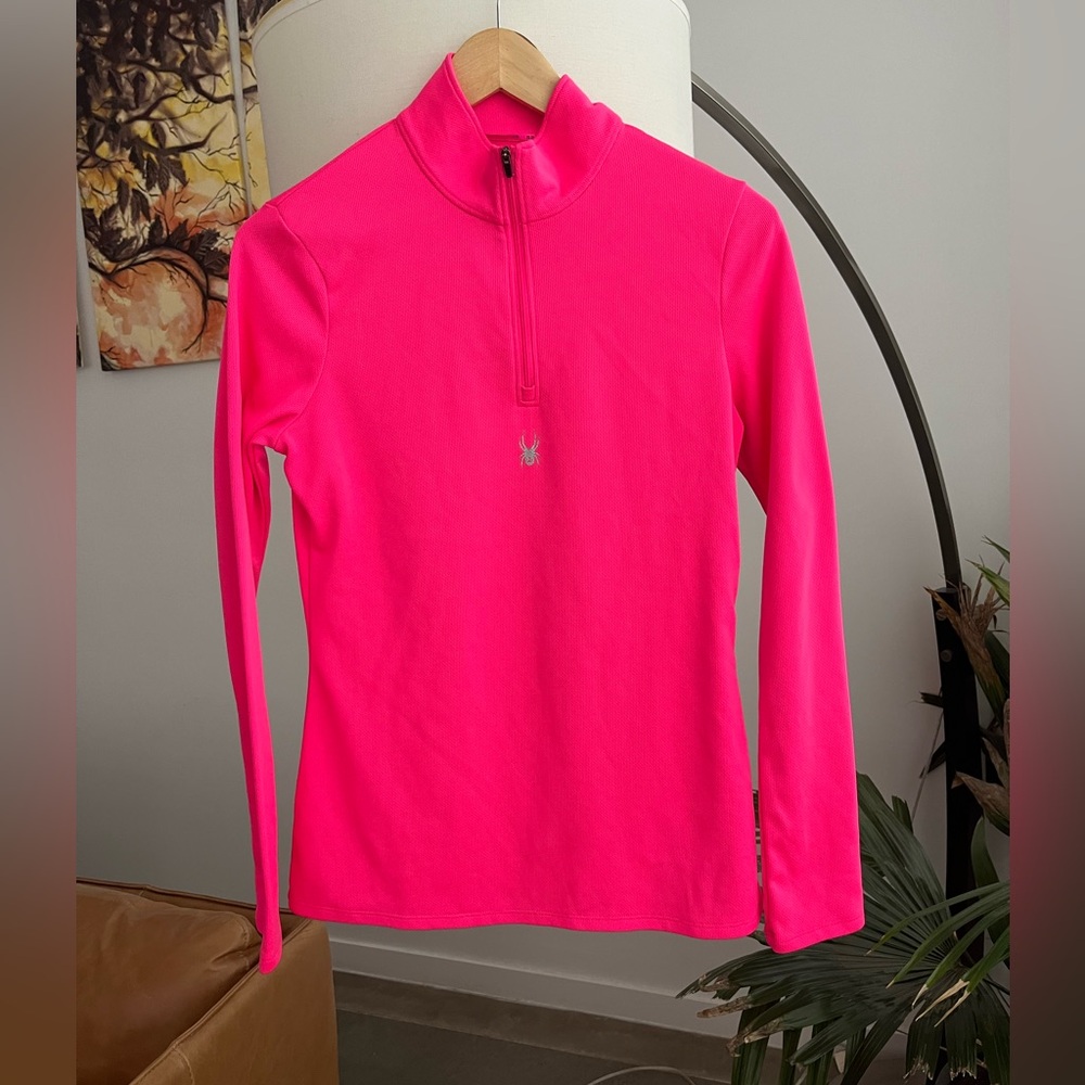 Spyder Women's Neon Pink Long Sleeve Half-Zip Top
